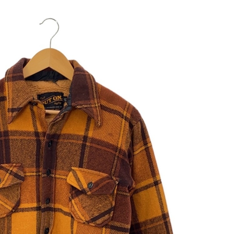 apparel annex 70S 襟付きシングル　茶　ヴィンテージ　36 60~70s TOWNCRAFT Check Open Collar S/S Shirt 赤緑青 M タウン